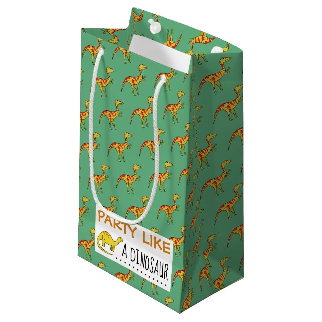 Party Like a Dinosaur Favor/Gift Bag (Front Angled)