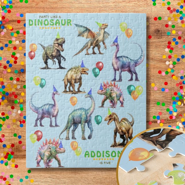 Party Like A Dinosaur Personalized Birthday Gift Jigsaw Puzzle (Party Like A Dinosaur Personalized Birthday Gift Jigsaw Puzzle)