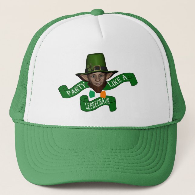 Party like a leprechaun St Patrick's day Trucker Hat (Front)