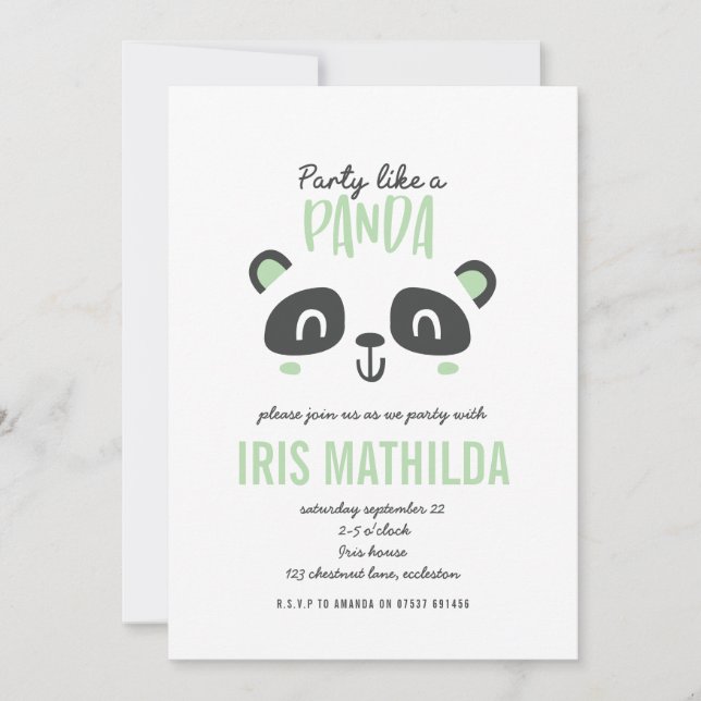 Party like a panda bright colorful birthday (Front)