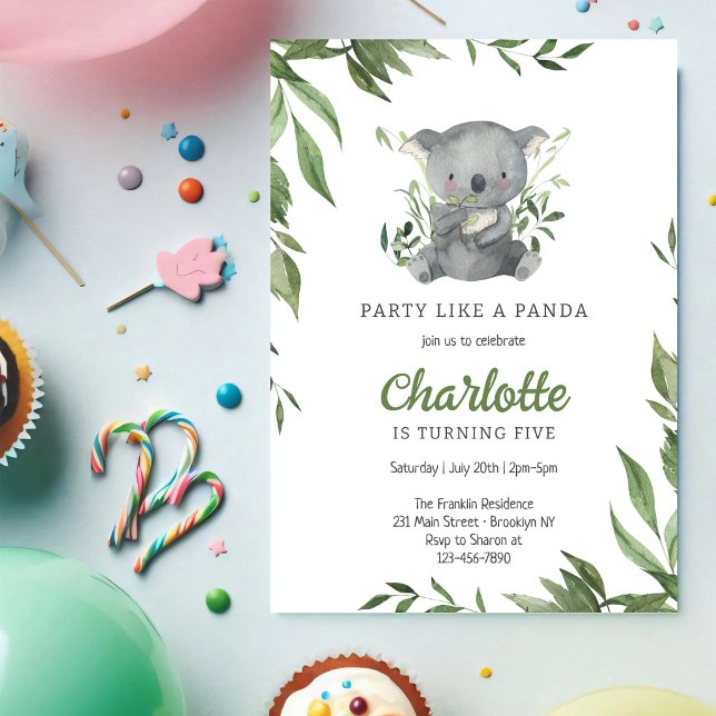 Party Like A Panda Kids Birthday Invitation (Creator Uploaded)