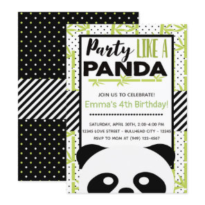 Party Like a Panda Kids Birthday Invitation
