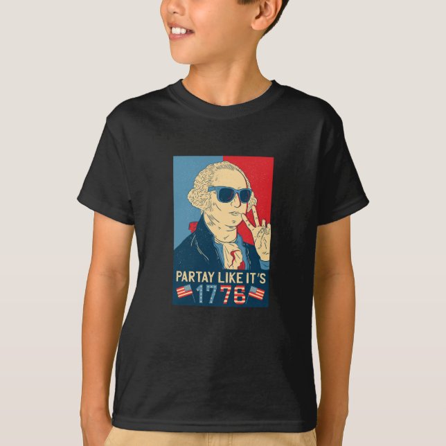 Party Like A Patriot For Fourth Of July T-Shirt (Front)