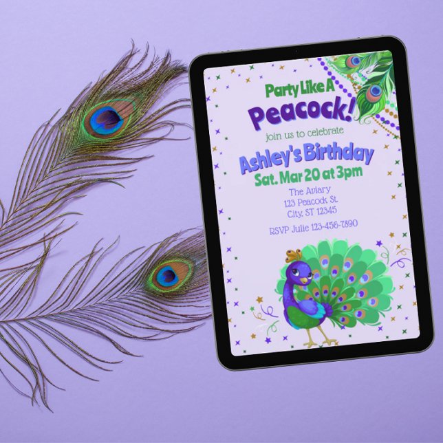 Party Like A Peacock Birthday Invitation (Creator Uploaded)