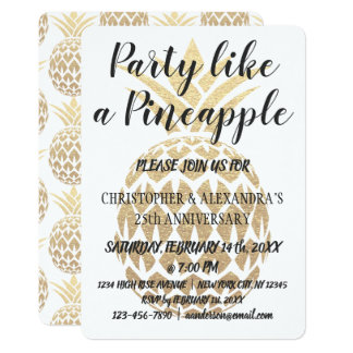 Party Like a Pineapple 25th Wedding Anniversary Invitation