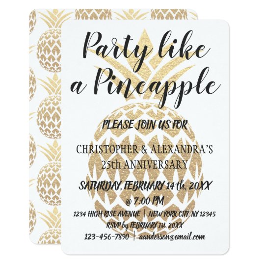 Party Like A Pineapple 25th Wedding Anniversary Invitation