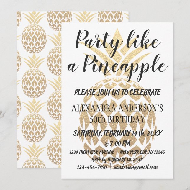 Party Like a Pineapple 50th Birthday Invitation (Front/Back)