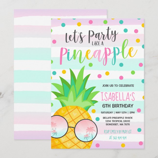Party Like A Pineapple Birthday Invitation (Front/Back)