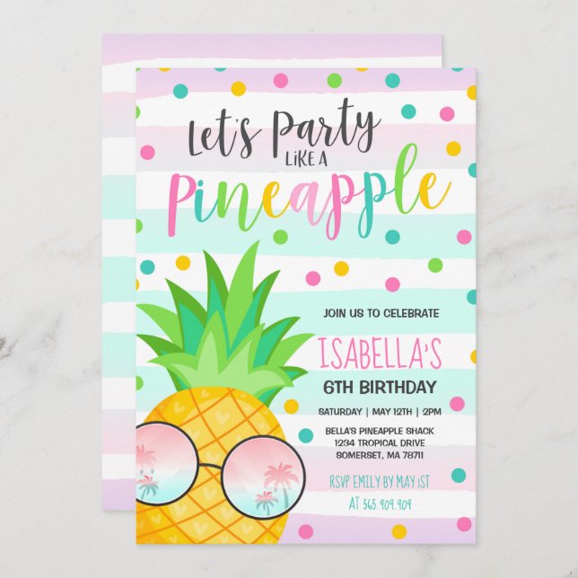 Party Like A Pineapple Birthday Invitation (Front/Back)