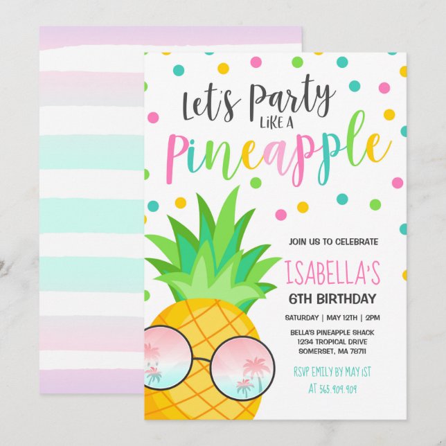 Party Like A Pineapple Birthday Invitation (Front/Back)