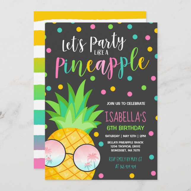 Party Like A Pineapple Birthday Invitation (Front/Back)