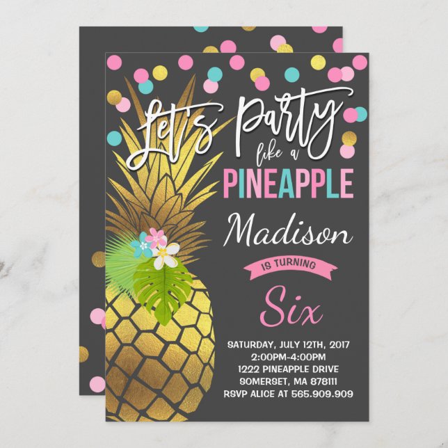 Party Like A Pineapple Birthday Invitation (Front/Back)