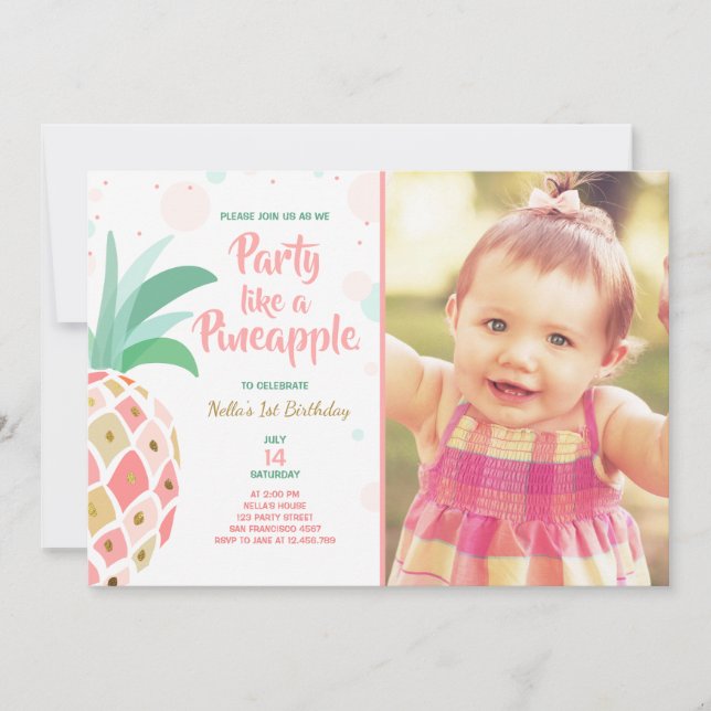 Party like a pineapple birthday invitation Tropic (Front)