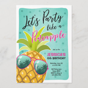 Party like a pineapple birthday invitation Tropic