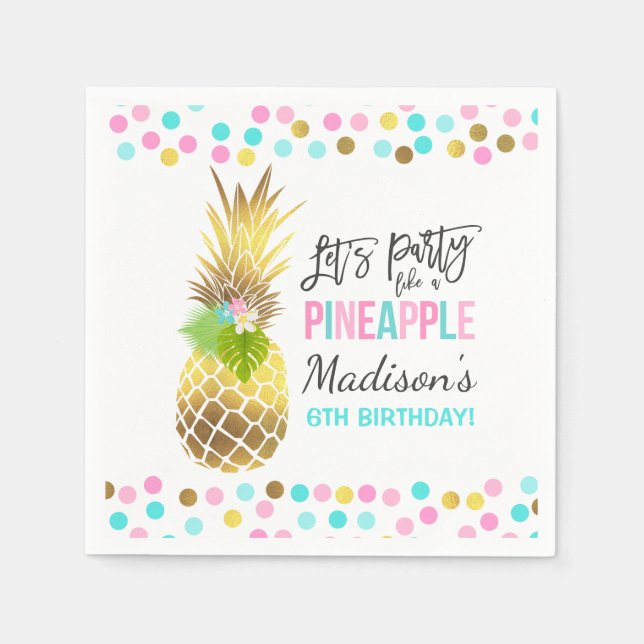 Party Like A Pineapple Birthday Party Napkin (Front)