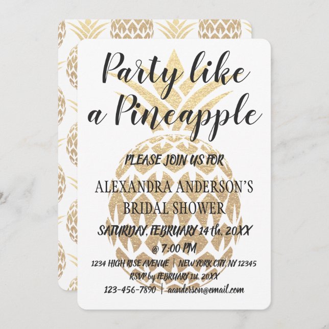 Party Like a Pineapple Bridal Shower Invitation (Front/Back)