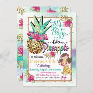 Party like a pineapple tropical birthday invitation