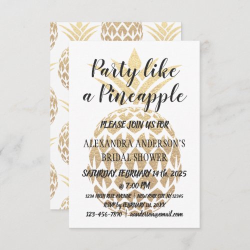 Party Like a Pineapple Tropical Bridal Shower Invitation