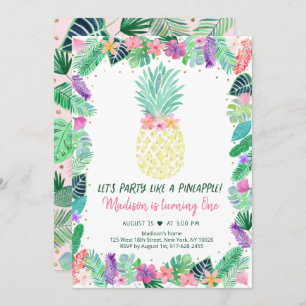 Party Like a Pineapple Tropical Floral Birthday Invitation