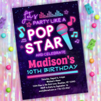 Party Like a Pop Star Music Birthday Invitation