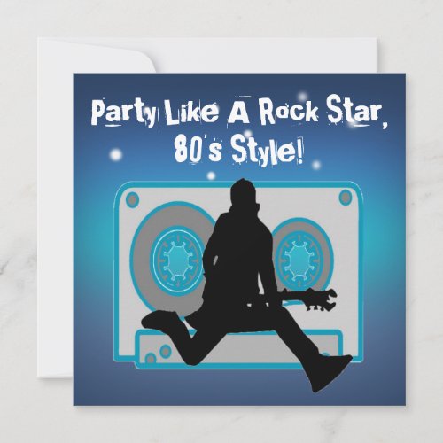 Party Like A Rock Star 80's Party Invitations