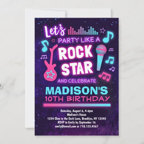 Party Like a Rock Star Music Birthday Party Invitation