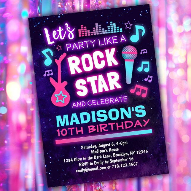 Party Like a Rock Star Music Birthday Party Invitation (Creator Uploaded)