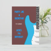 Party Like a Rockstar blue Invitation (Standing Front)