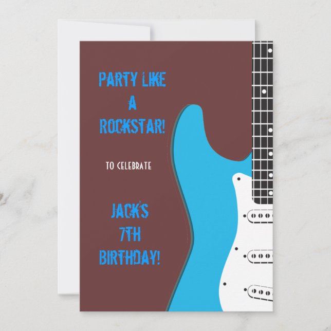 Party Like a Rockstar blue Invitation (Front)