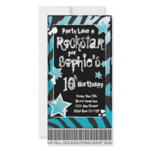 Party Like a Rockstar- Blue Invitation Template