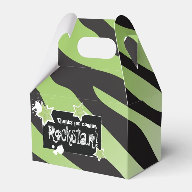 Party Like a Rockstar- Green Favor Box (Front Side)