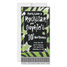 Party Like a Rockstar- Green Invitation Template