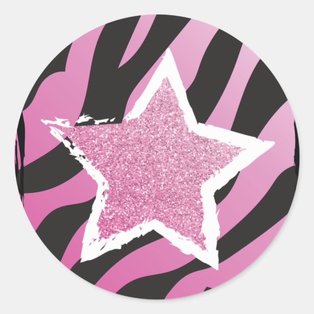 Party Like a Rockstar- Pink Glitter Star Sticker (Front)