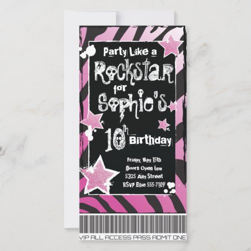 Party Like a Rockstar_ Pink Invitation Template