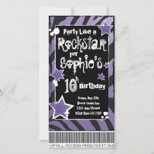 Party Like a Rockstar- Purple Invitation Template