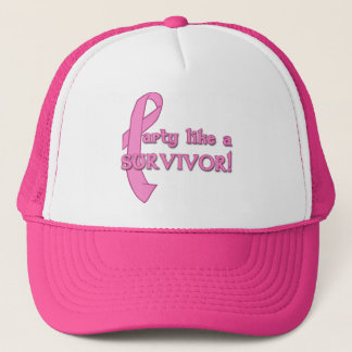 Party Like a Survivor with Pink Ribbon Trucker Hat