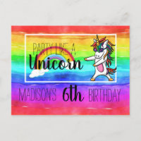 Party Like A Unicorn Birthday Invitation Postcard