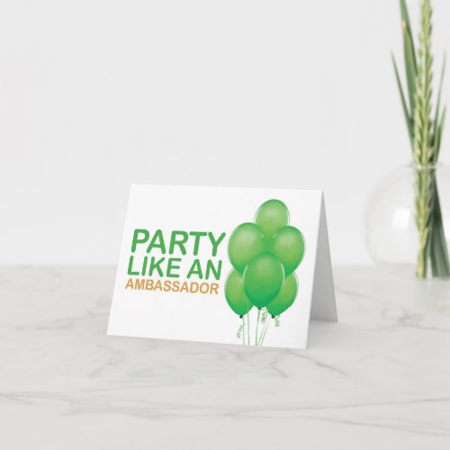 Party Like An Ambassador Birthday Card Green
