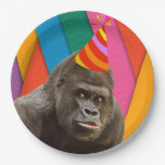 Party Like An Animal Gorilla With Hat Birthday Paper Plates at Zazzle
