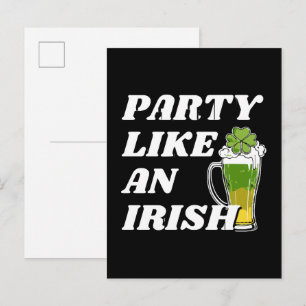 Party Like an Irish Invitation Postcard