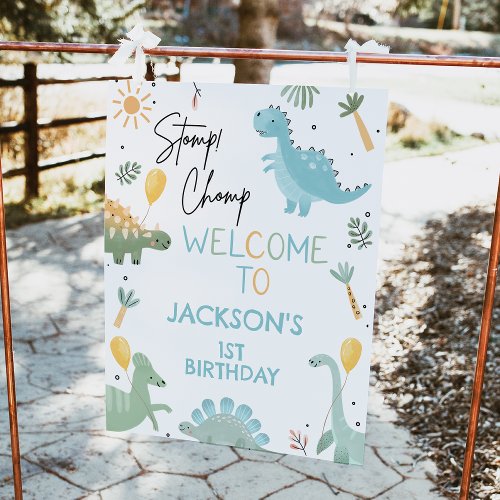 Party Like Dinosaur 1st Birthday Welcome Sign