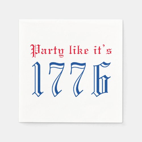 Party like its 1776 red blue vintage typography napkins