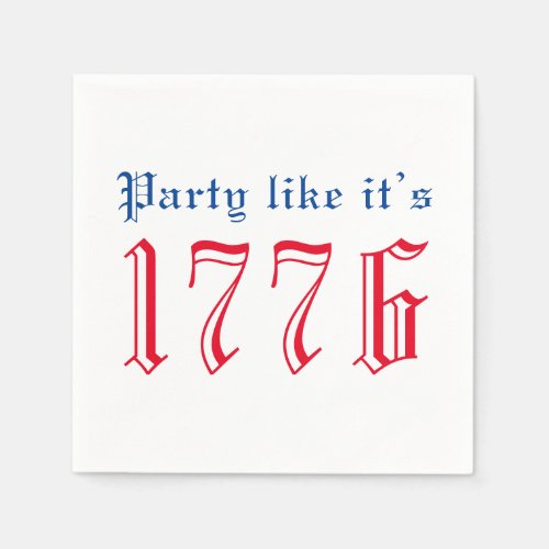 Party like its 1776 red  blue vintage typography napkins