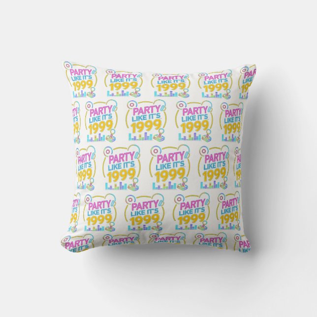 Party Like It’s 1999®™ – Electric Neon Soundtrack Throw Pillow (Front)