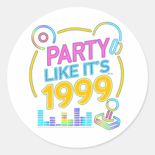 Party Like It’s 1999®™ – Neon Soundtrack Classic Round Sticker