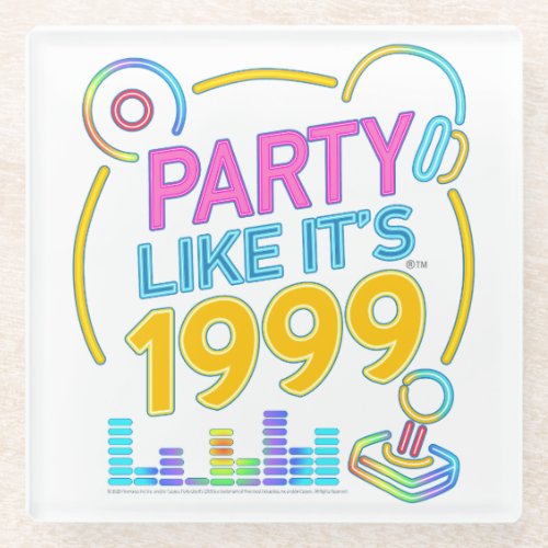 Party Like It’s 1999®™ – Neon Soundtrack Glass Coaster