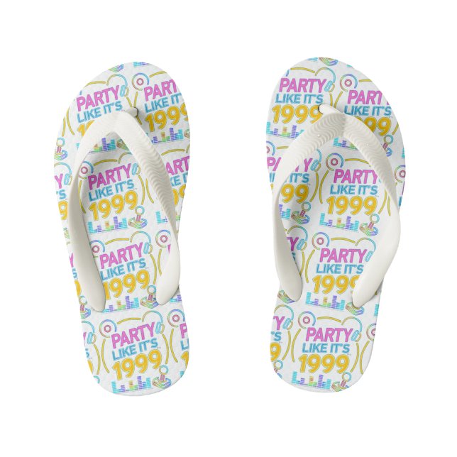 Party Like It’s 1999®™ – Neon Soundtrack  Kid's Flip Flops (Footbed)