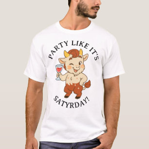 Party Like It’s Satyrday Cute Wine Satyr Mythology T-Shirt