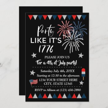 Party Like It's 1776 // 4th Of July Party Invite by coffeecatdesigns at Zazzle
