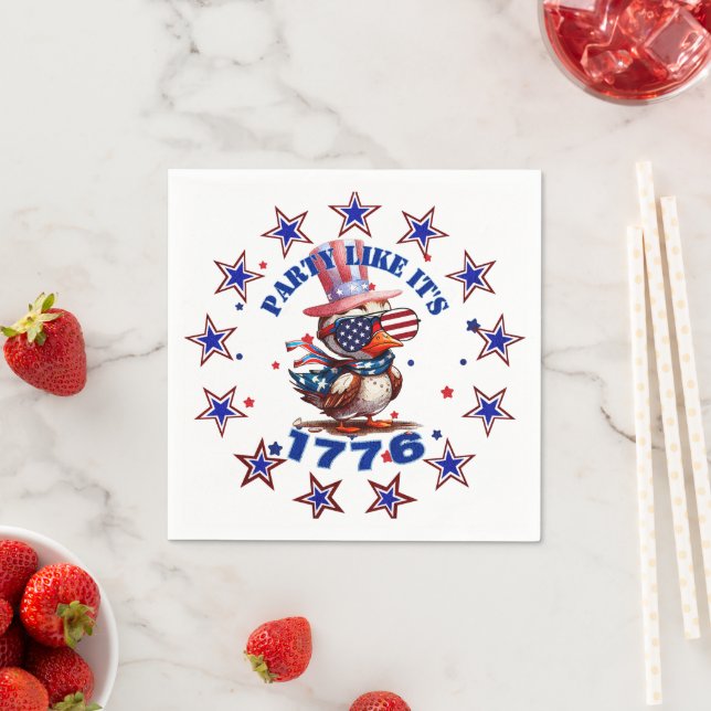 Party Like its 1776 American Eagle and 1776 Flag Napkins (Insitu)